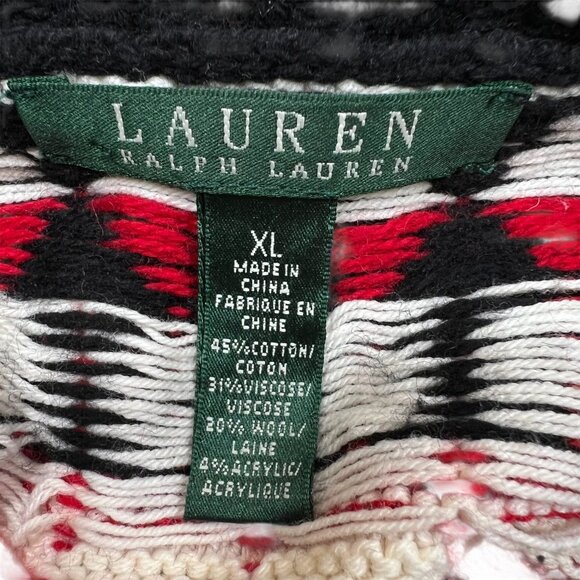 Lauren Ralph Lauren Fair Isle Pattern Cowl Neck Thick Knit Wool Blend Sweater Si - Picture 4 of 5